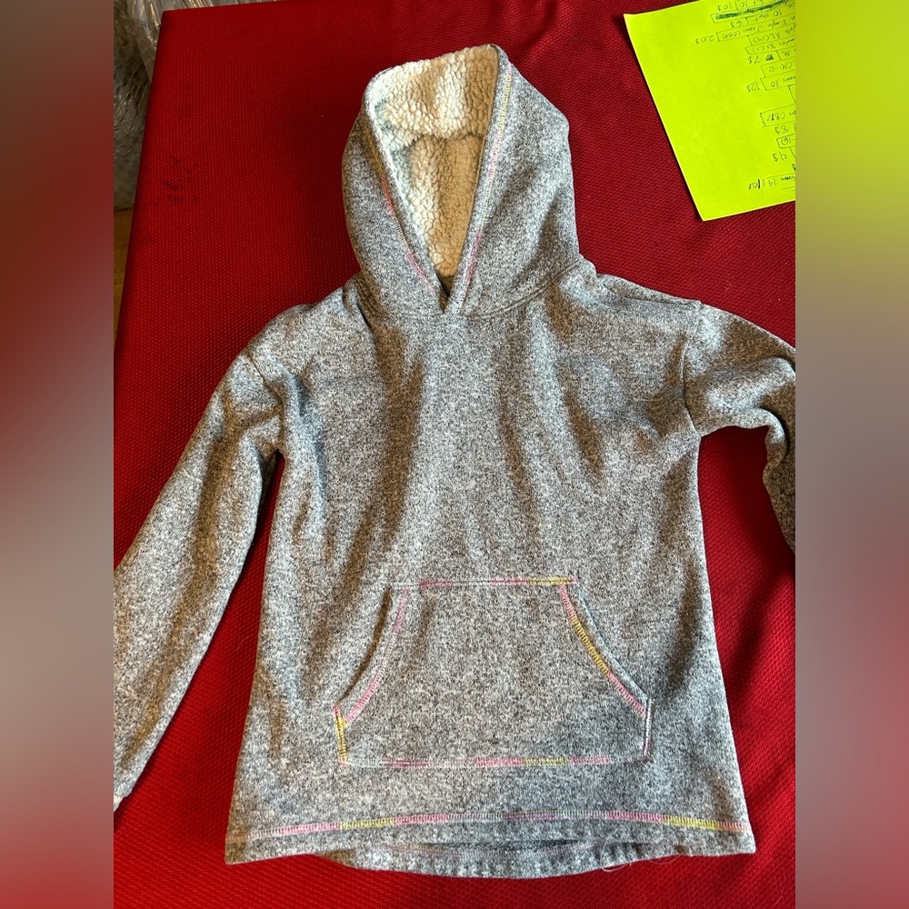 Gray Hoodie with Sherpa hood Girls size 14